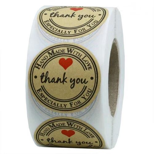 Wholesale Kraft Paper Roll Stickers Thank You Baking Stickers Gift Seal Label Stickers
