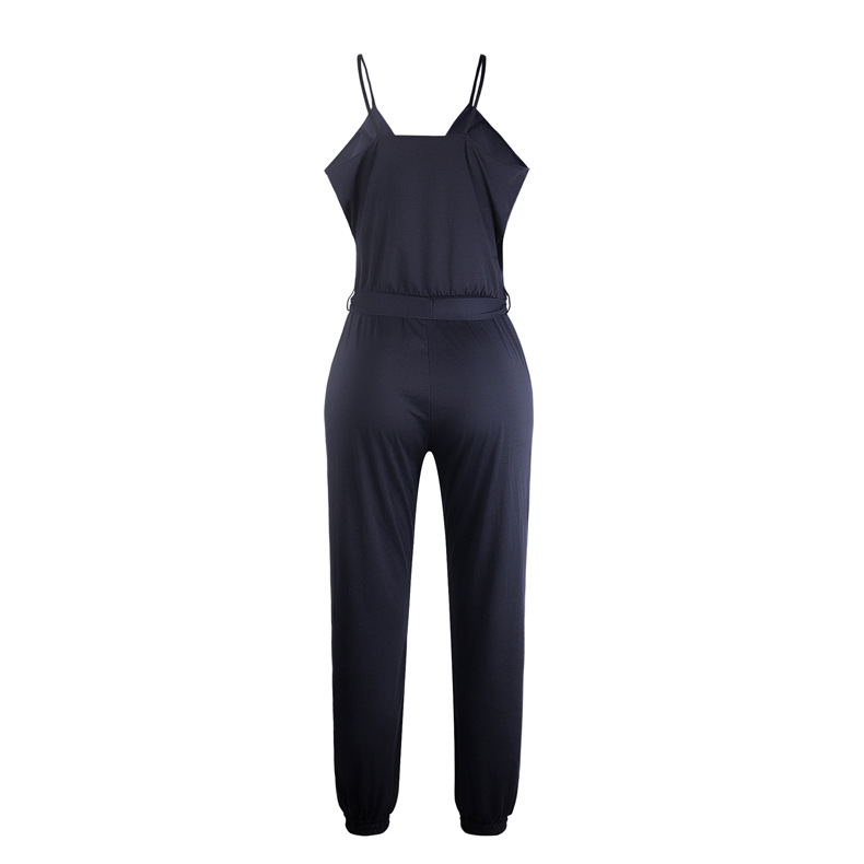 solid color sling belt jumpsuit  NSZH28717