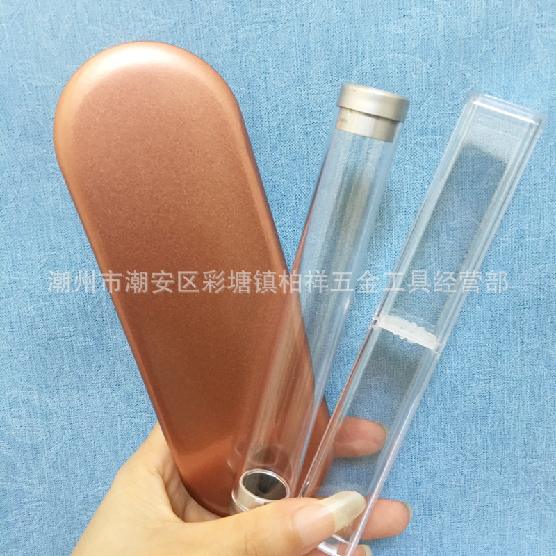 嫁接睫毛开花镊子包装盒 圆筒方筒 金羽海豚夹直弯镊套装收纳铁盒