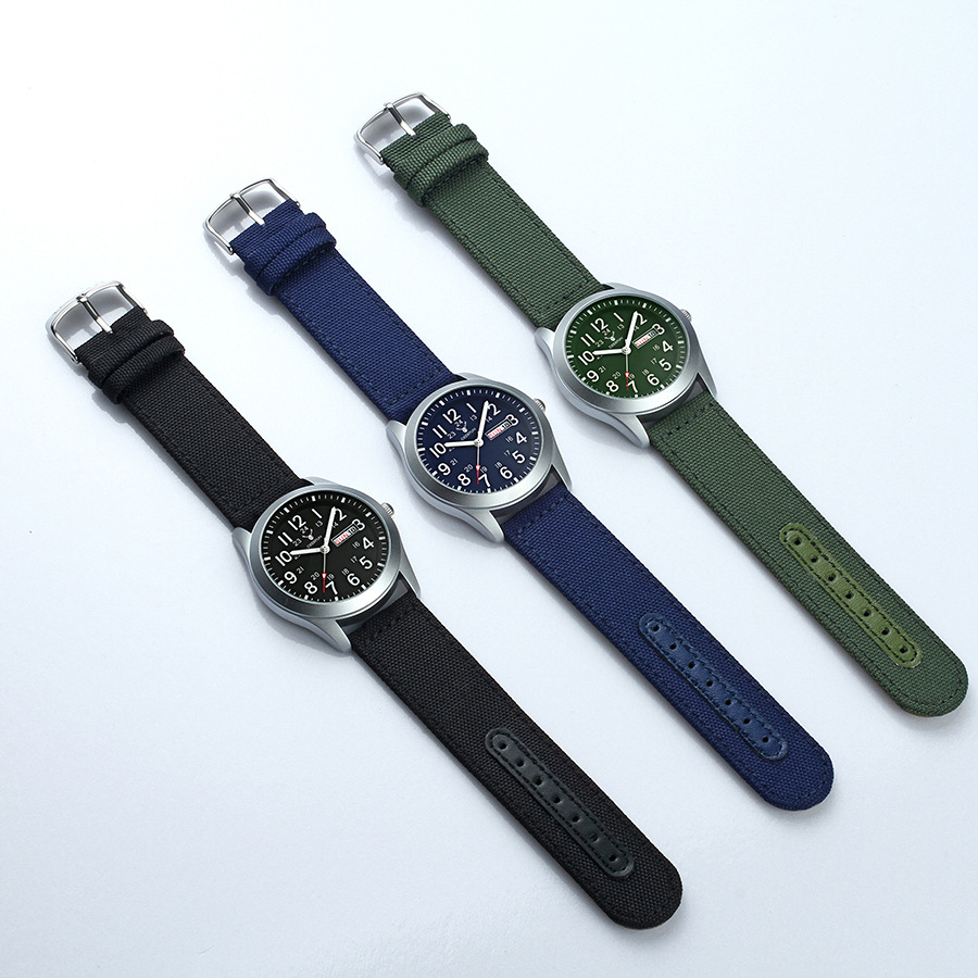 Relógio de quartzo masculino estilo militar clássico nylon_voghion.com