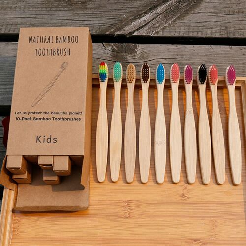 Children's Toothbrush Toothbrush Set Children's Toothbrush Soft-Bristled Bamboo Toothbrush Set Household Bamboo Toothbrush 5 Pack of 10