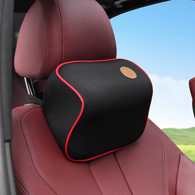 Cushion Memory Foam Seat Back | Waist support - black-red-edge-headrest-1