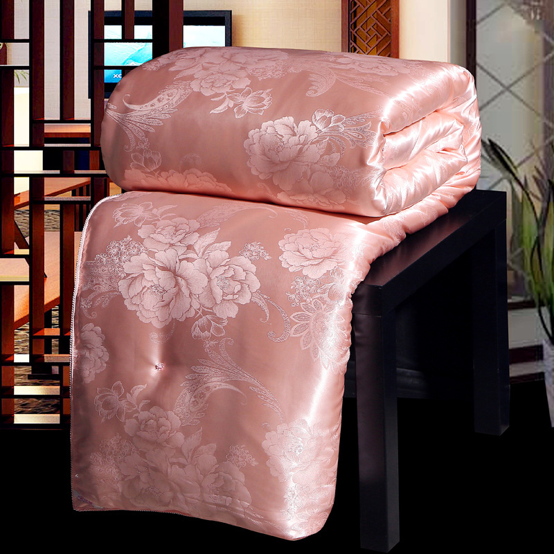 手工訂花蠶絲被 被芯批發秋冬禮品被展銷會被子 春秋被褥定制貼牌