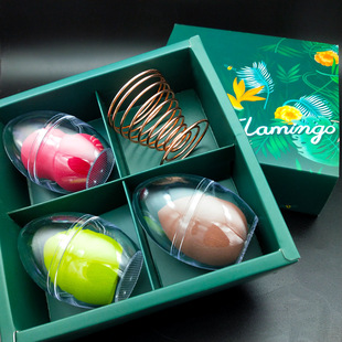 Cross-Border Pure English 3+1 Makeup Sponge Set, Ultra-Soft Makeup Sponge and Powder Puff Set, Hot-Selling Cross-Border Product