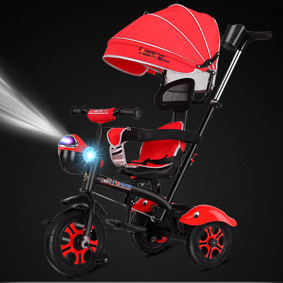 儿童三轮车脚踏车1-3-6岁婴儿手推车带音乐闪光宝宝自行童车玩具