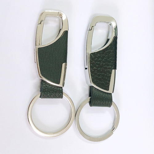 Men's Metal Genuine Leather Car Keychain Personalized Creative Engraving Event Business Gift Promotion One Piece Dropshipping