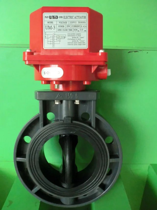 厂家专业代理  UNID台湾鼎机 UPVC电动对夹蝶阀UM-1  D971F-10S