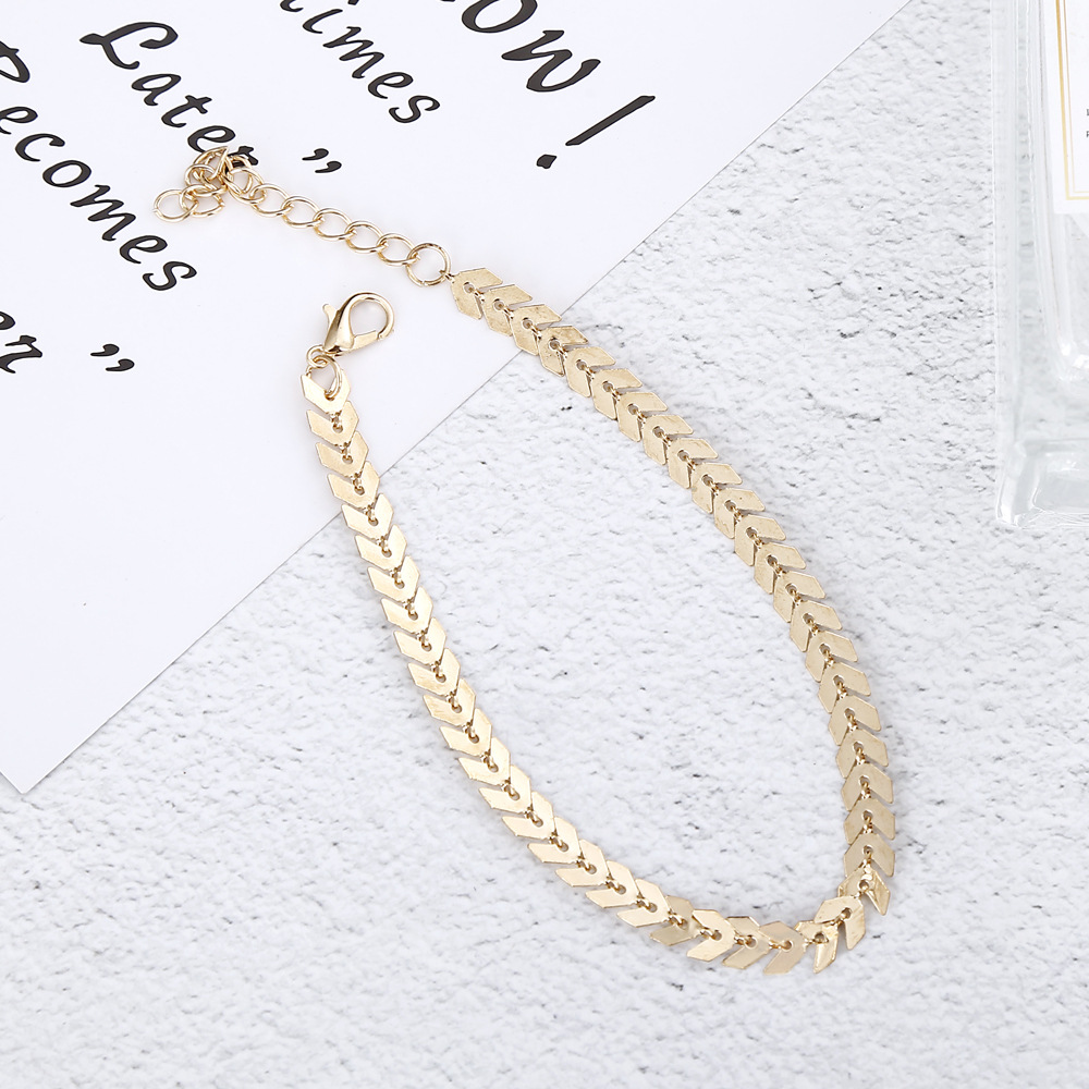 New Anklet Fashionable And Simple Hot Selling Aircraft Chain Fish Bone Handmade Chain Anklet Wholesale Nihaojewelry display picture 8
