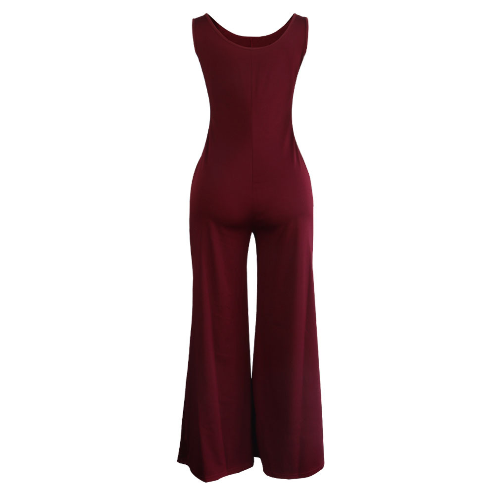 Sexy Round Neck Sleeveless Wide Leg Jumpsuit NSWNY58564