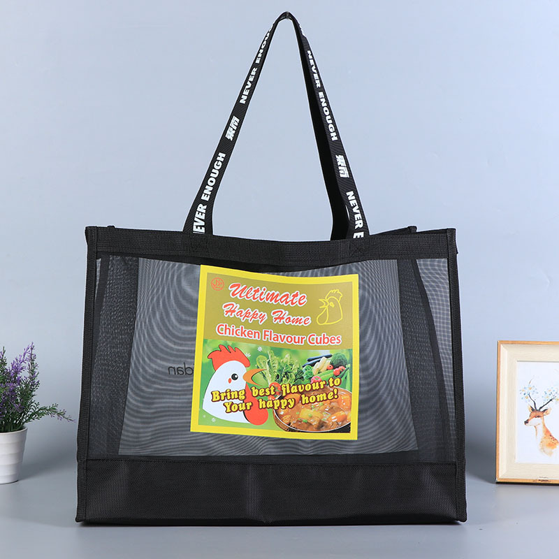 Manufactor Direct selling nylon black Jacobs portable Shopping bag transparent travel Sandy beach Mesh bag Customizable LOGO