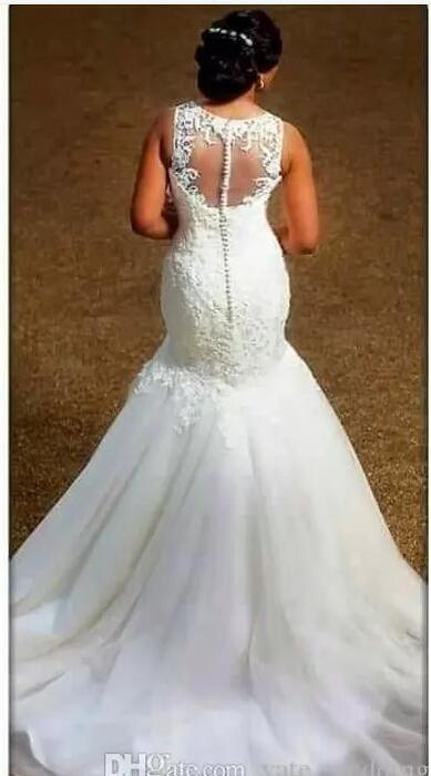 New 2019 Sexy Back Hollow Lace Fishtail Bridal Wedding Dress Mermaid Wedding Dress