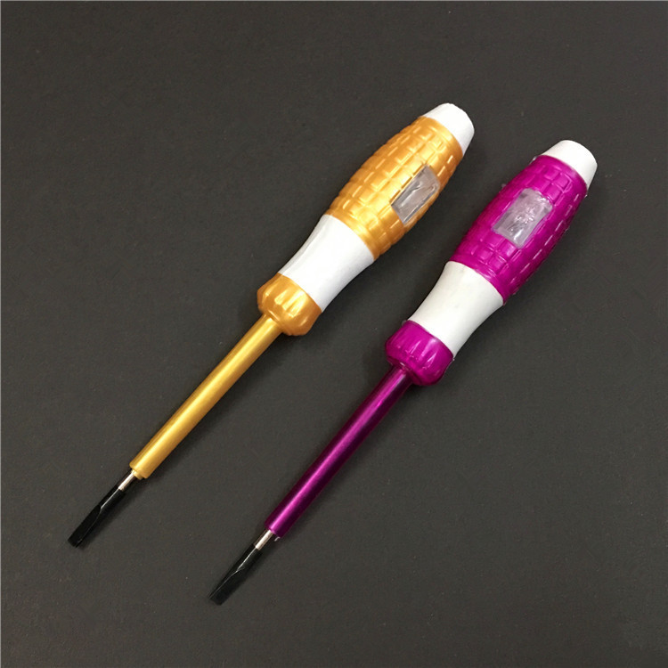 跨境 807广东棉湖电料厂家批发 一体包胶测电笔一字头电工电笔