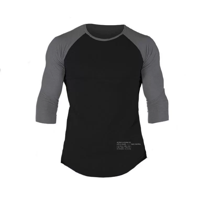 Muscle Fitness Brothers, новая весенне-осенняя спортивная футболка с длинными рукавами, мужская приталенная рубашка с коротким рукавом и шитьем оптом