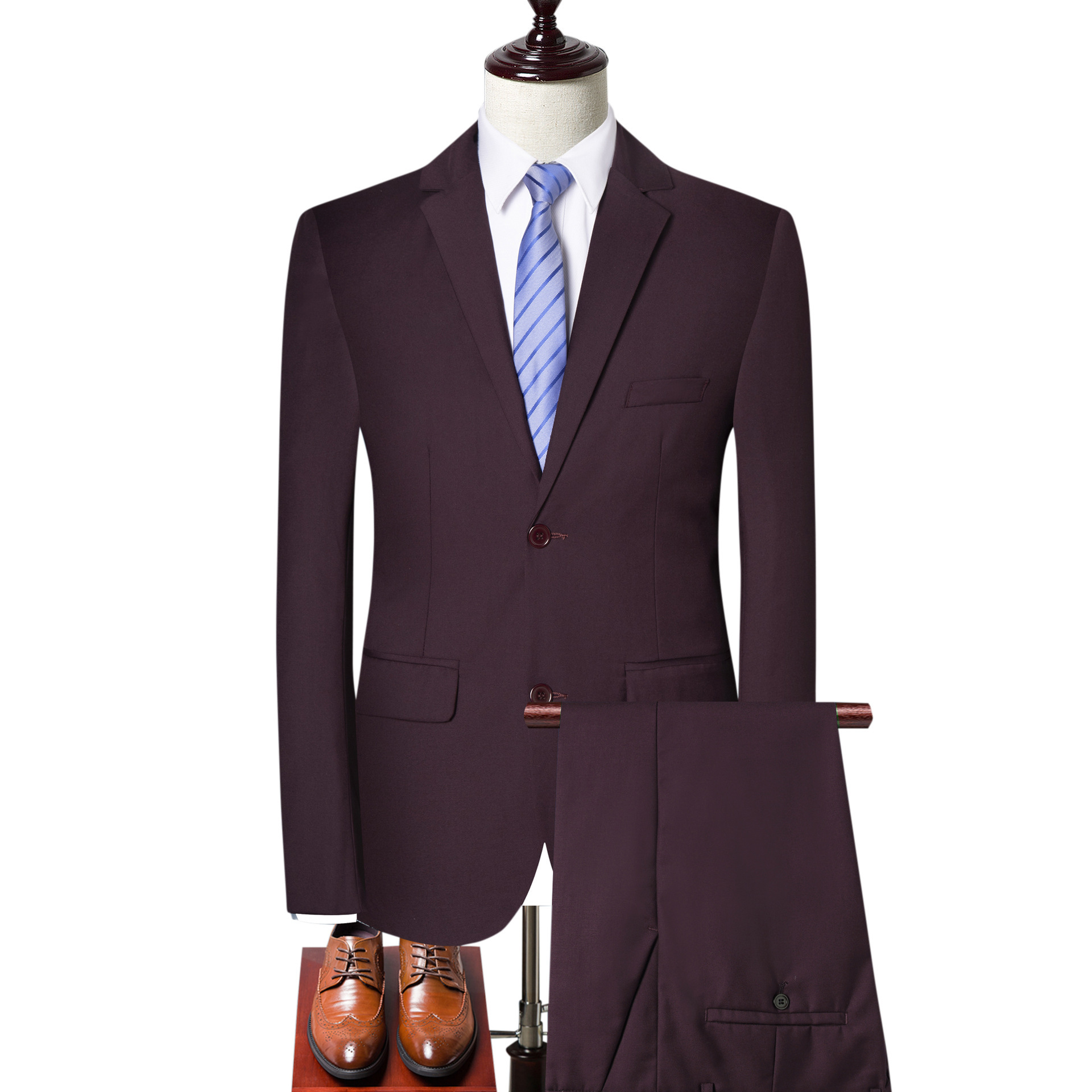 Fall 2019 new men's slim suit suit suit three piece dress men's casual large solid color suit