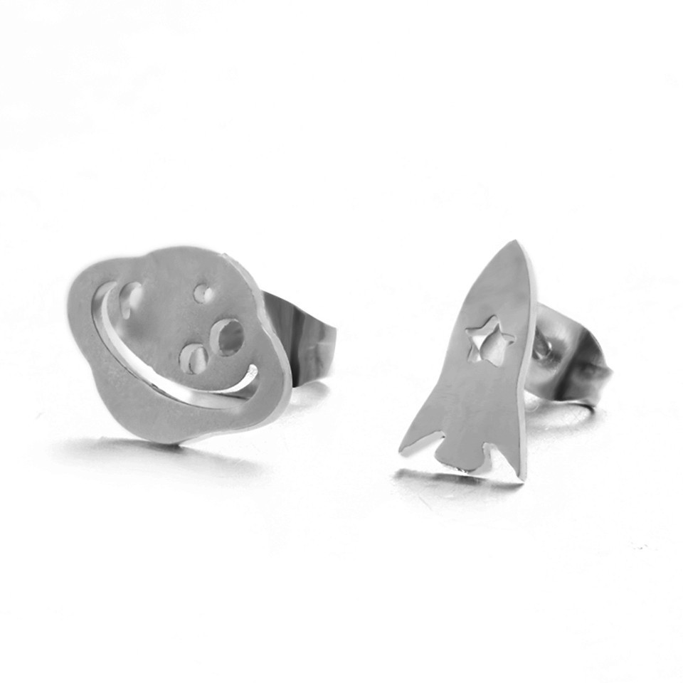 Simple Moon Rocket Alloy Earrings Wholesale display picture 2