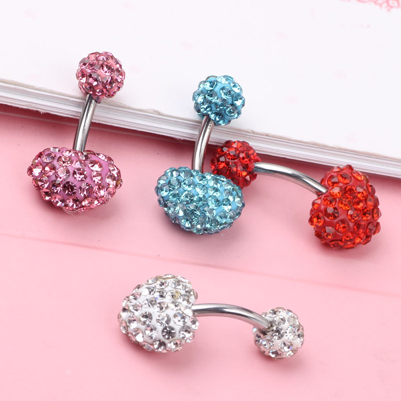 High Quality Full Diamond Heart Shambhala Belly Button Ring, 4 Colors, 316L Surgical Steel detail image 8