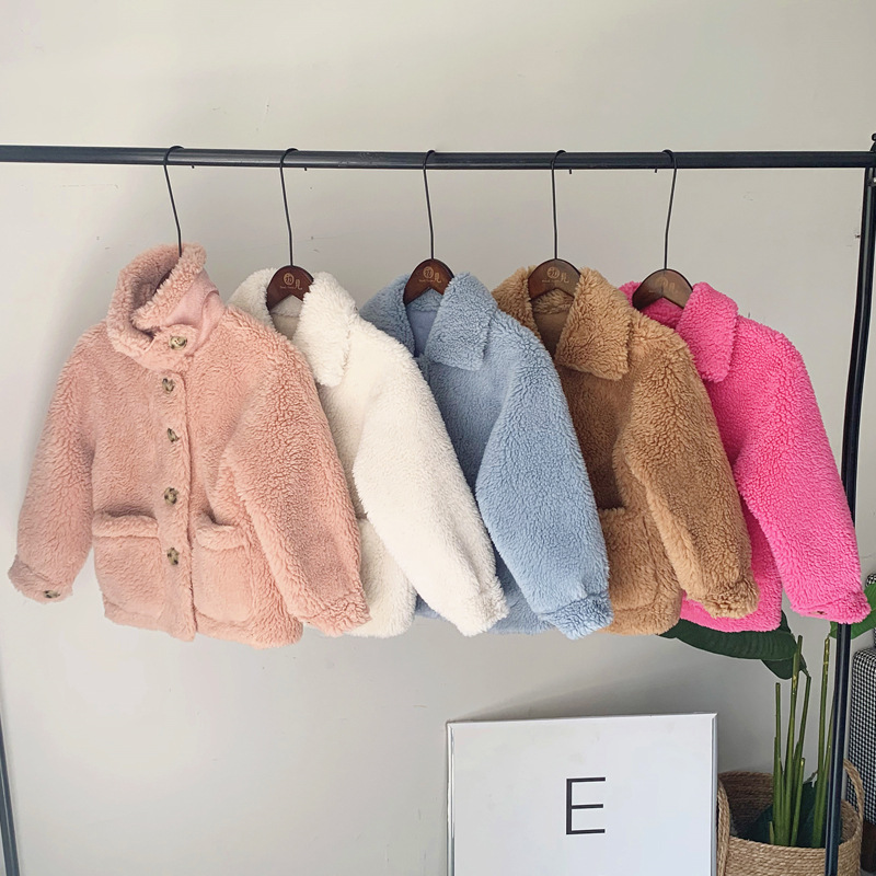 2020新款儿童皮毛一体韩版外套女童加厚冬季颗粒羊剪绒皮草大衣潮|ru