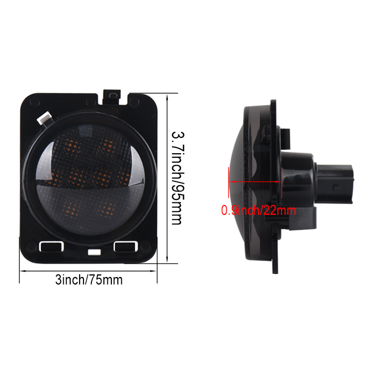 Factory Direct Sales Wrangler Wheel Eyebrow Lights Suitable for Jeep Led Modified Car Lights Yellow Light Side Lights Fog Lights Smoked Black