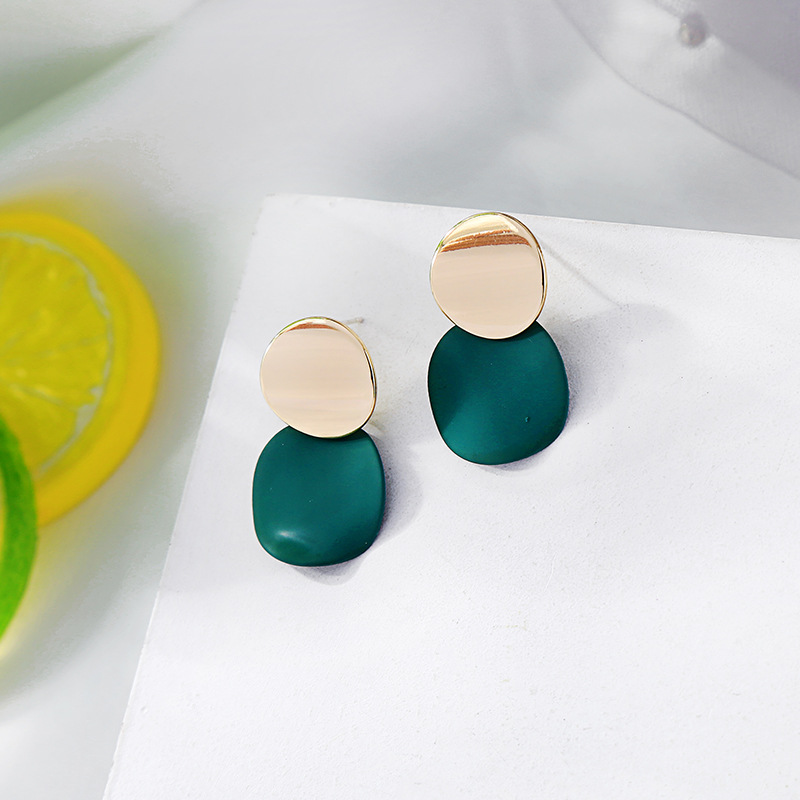 Korean Version Of S925 Silver Pin Earrings Fashion Contrast Color Earrings Drip Oil Earrings display picture 5