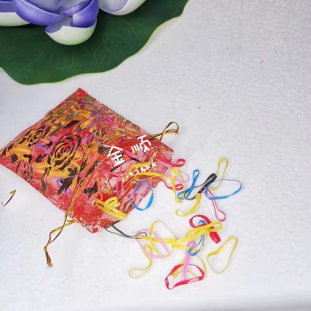 网纱袋10*14烫金大红玫瑰花饰品首饰袋束口抽绳袋喜糖袋欧根纱袋