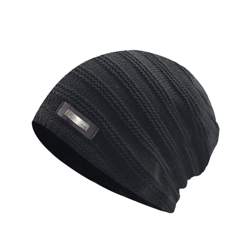 Sombrero de punto para hombres y mujeres sombrero de lana Logotipo de metal sombrero de invierno con forro polar sombrero cálido al aire libre sombrero con forro polar Otoño e Invierno orejeras sombrero