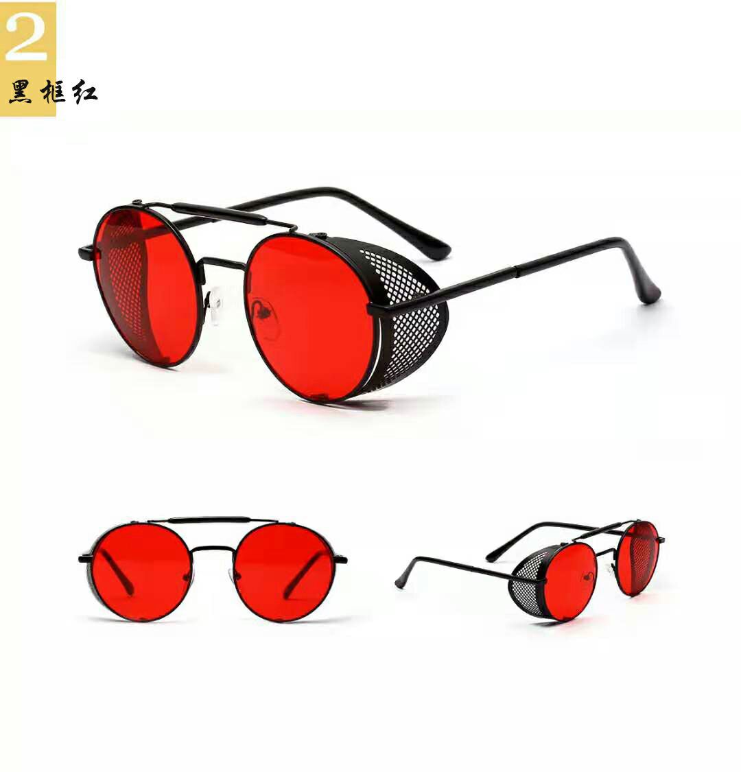 Fashion Simple New Metal Frame Hollow Round Sunglasses  Red Film Retro Steampunk Sunglasses Nihaojewelry Wholesale display picture 8