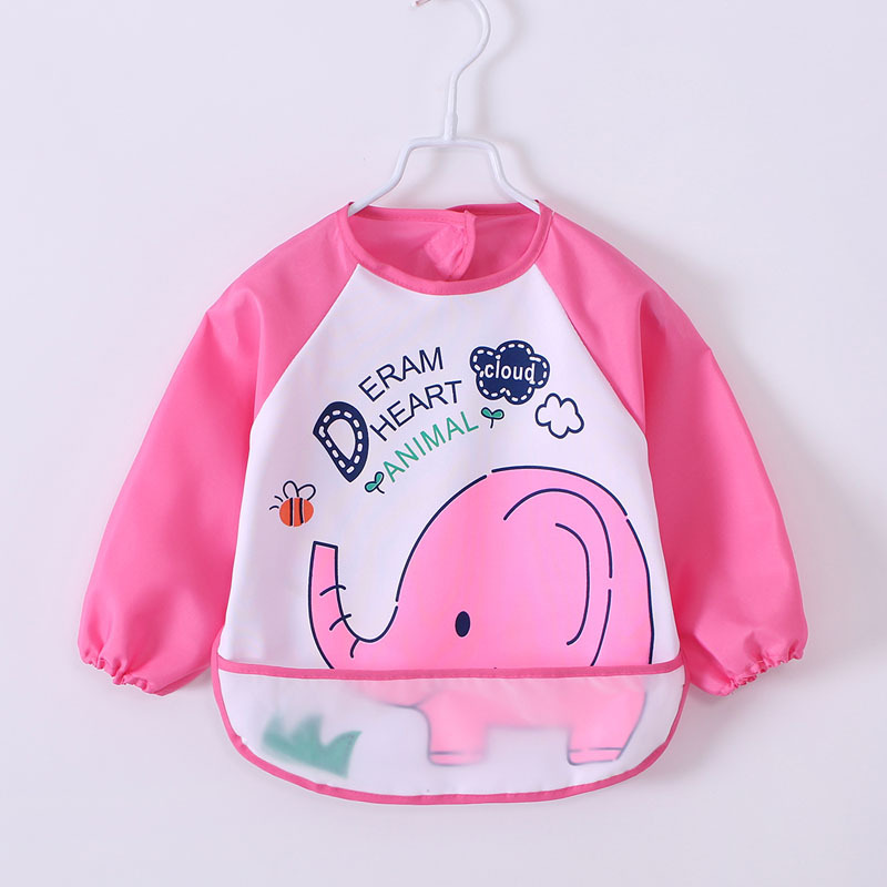 Children's waterproof reverse dressing baby eating bib rice pocket baby bib painting apron long-sleeved coverall 0-3 years old 1