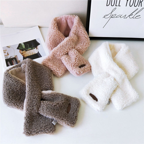 Solid color double-sided cross two-use scarf for women autumn and winter plush autumn and winter Korean style pullover thickened versatile student scarf