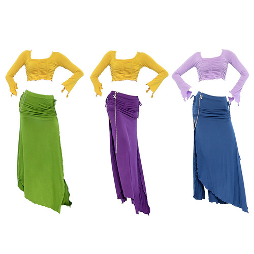 Honghua belly dance suit long-sleeved autumn and winter fairy style oriental dance performance practice dress