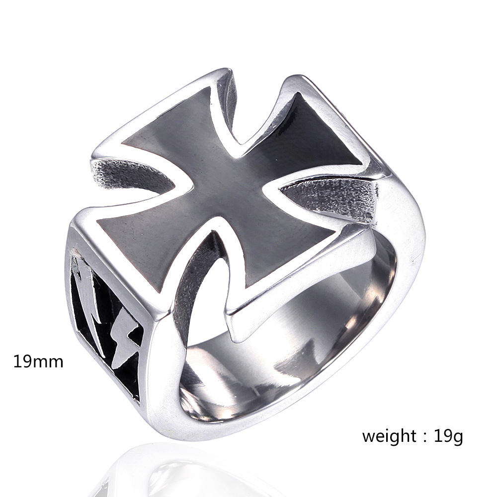 22g Weight Wide Band Rings Classification Retro Punk Cross Titanium Steel Polishing Men's Wide Band Rings