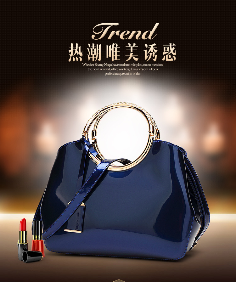 Large Pu Leather Fashion Dome Bag Handbag display picture 28
