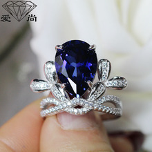 10x14�����{��ʯ��ָ�ʹڿ�Ů��ָ�׽�ɫbabyͬ���ָ�{�������