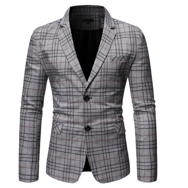 Autumn and winter slim check casual suit men’s coat men