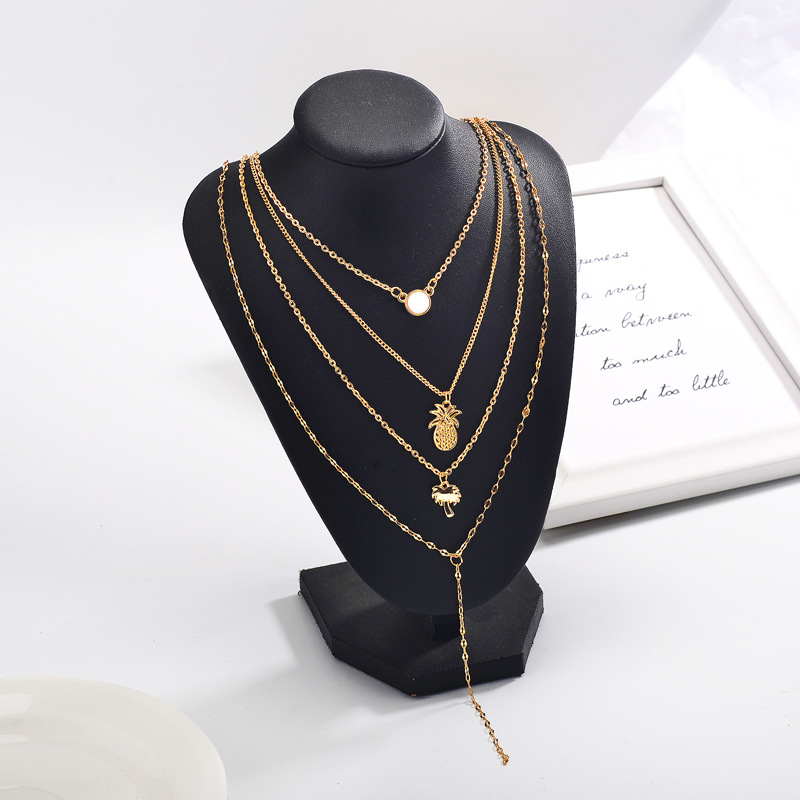 Fashion Multilayer Necklace Women Simple Pineapple Coconut Short Neck Chain Clavicle Chain display picture 3