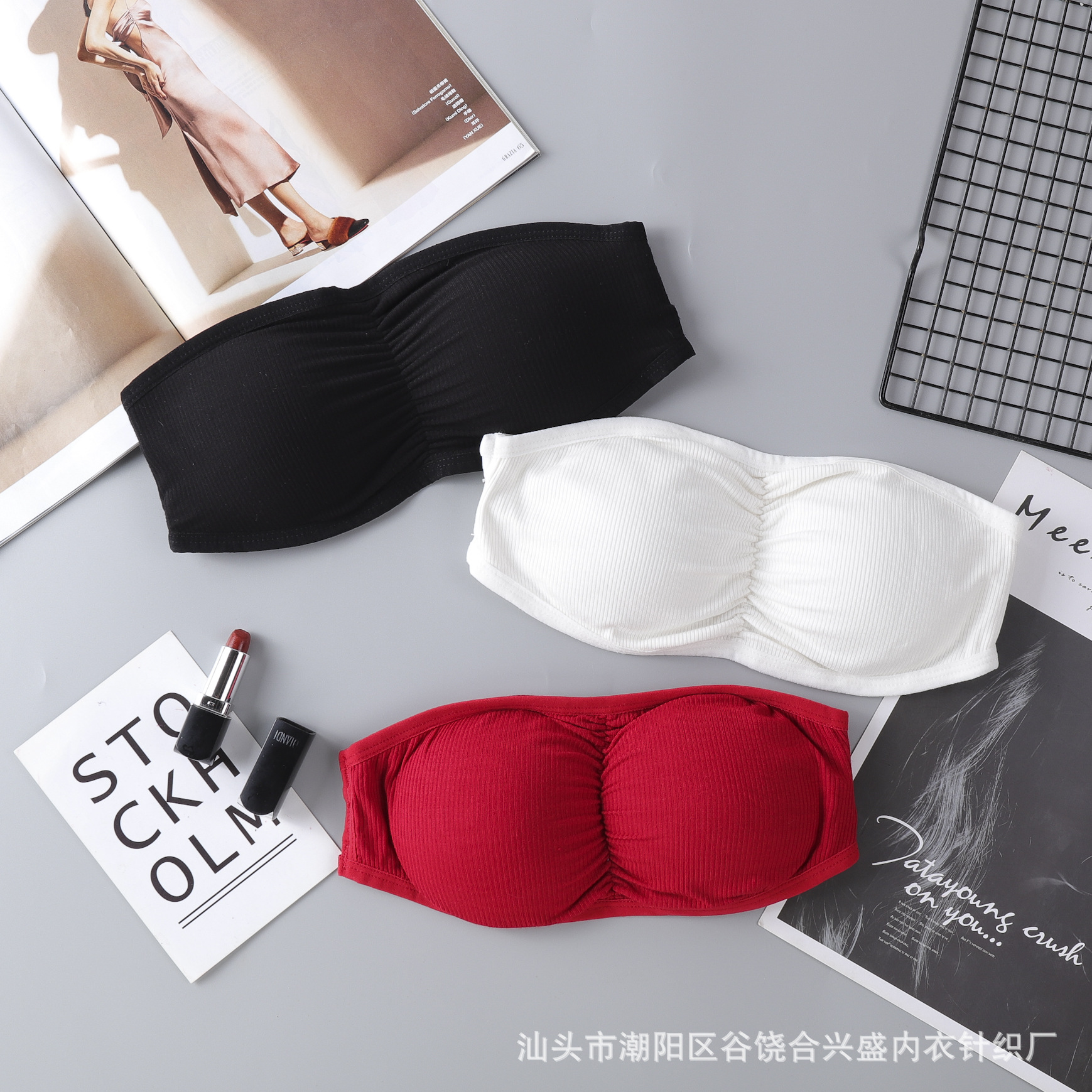 New girls' line-up underwear, wrap around the chest, wipe the chest, gather together to prevent light loss, no steel ring, sexy back bra, female students