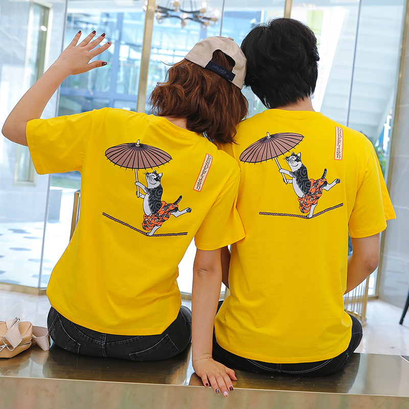 【亏本支持地摊】情侣装短袖t恤男夏季休闲圆领衣服男女学生班服