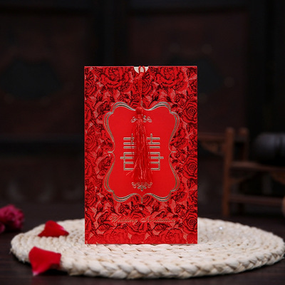 结婚请帖中式烫金婚礼请柬2020个性创意婚庆请帖现货批发支持打印|ru