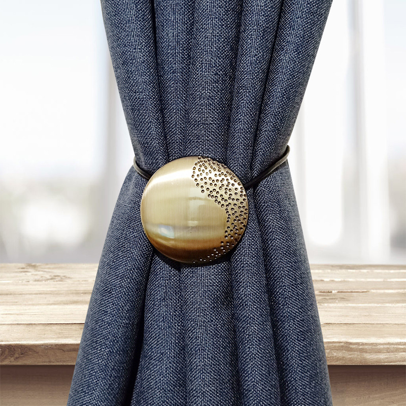 廠家直銷現代簡約金屬窗簾磁扣綁帶窗簾扣創意百搭太極點窗簾綁繩