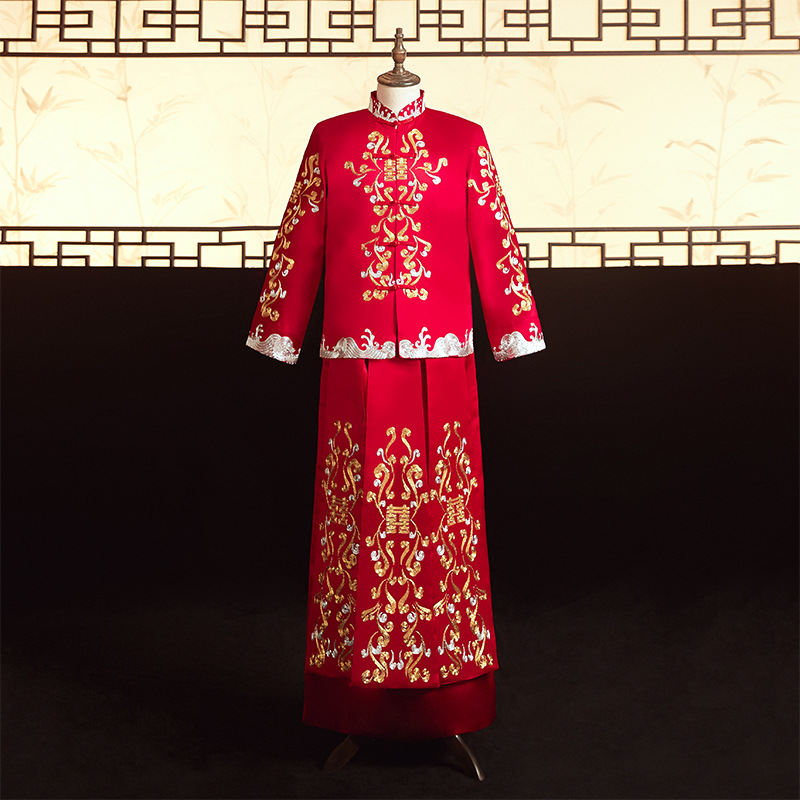 盘金绣男秀禾服新郎2021春夏季古装婚服唐装男装中式结婚礼服批发|ms