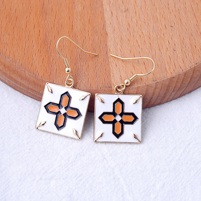 Korean Version Of Enamel Glaze Cross Earrings Temperament Simple Flower Earrings Women display picture 8