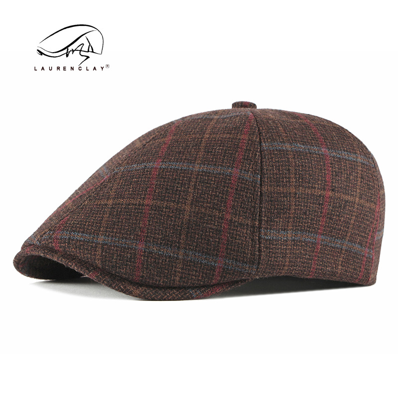 Nuevo sombrero de seis piezas retro británico de mediana edad y ancianos boina cálida forrada de vellón para hombre Otoño e Invierno