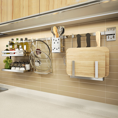No punching 304 stainless steel wall-mounted kitchen rack hanging rod hook rack household bowl rack dish drainer rack
