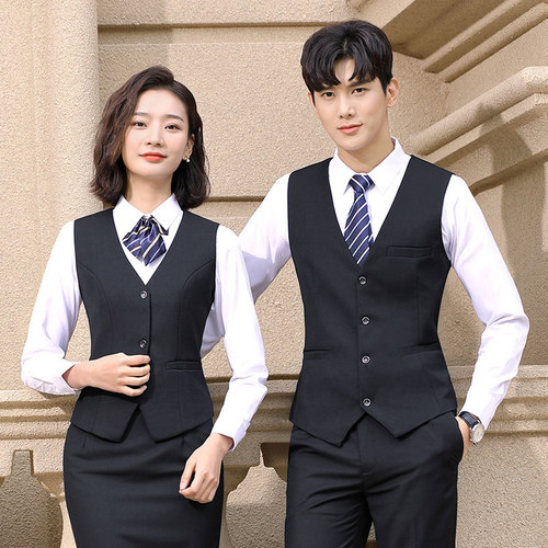 Office suit vest for men and women, formal professional suit vest set, hotel and bank workwear, business slim fit