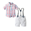 Brand set for boys, shirt, overall, trousers, children's clothing, with short sleeve, 4 piece set