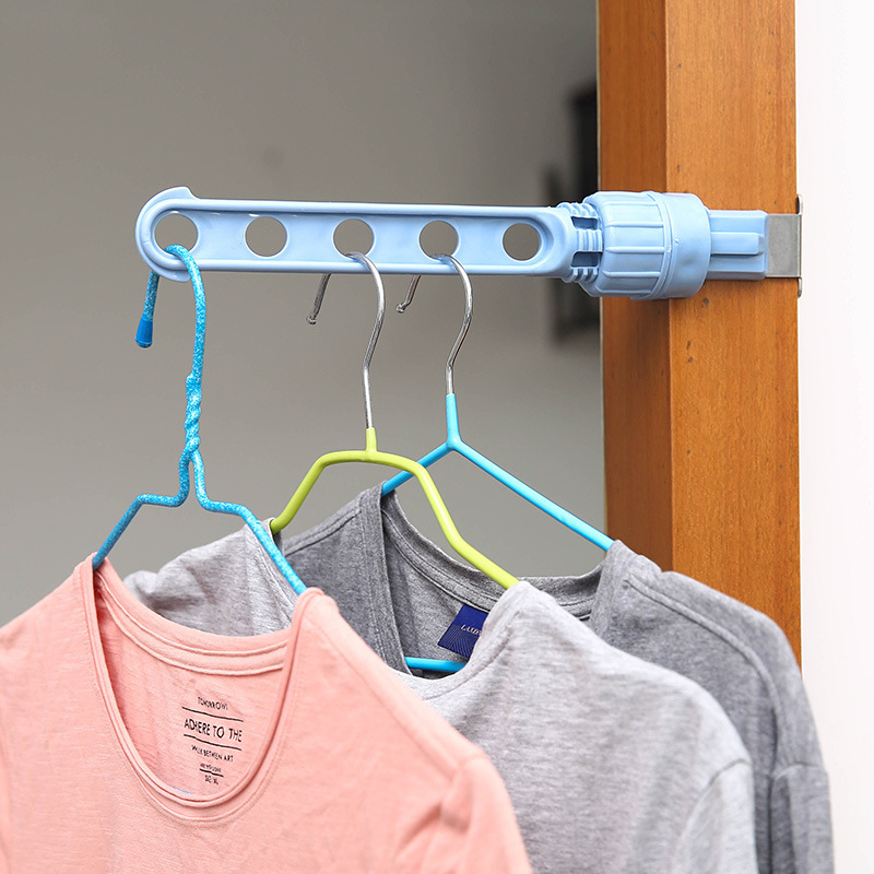 Creative Japanese style clothes hanger window frame clothes hanger hanging rod clothes drying hanger indoor 5-hole hanging clothes hanger