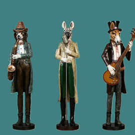 美式简约软装饰品个性乐队狗公仔模型家居摆件树脂工艺品摆件定制