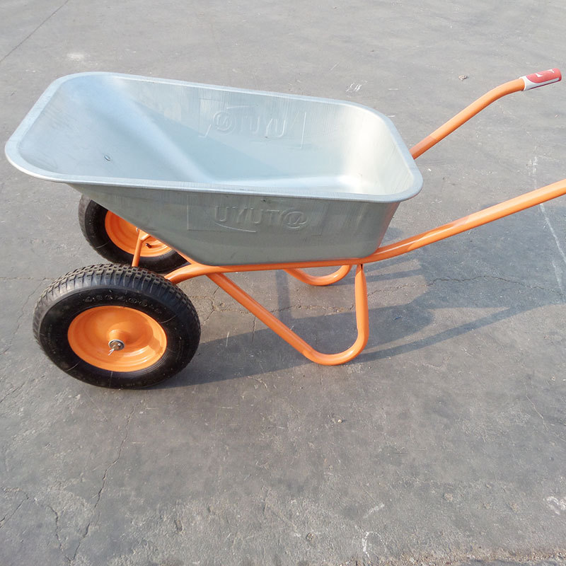 双轮手推车地农用人力沙泥土建筑翻斗垃圾搬运货推车