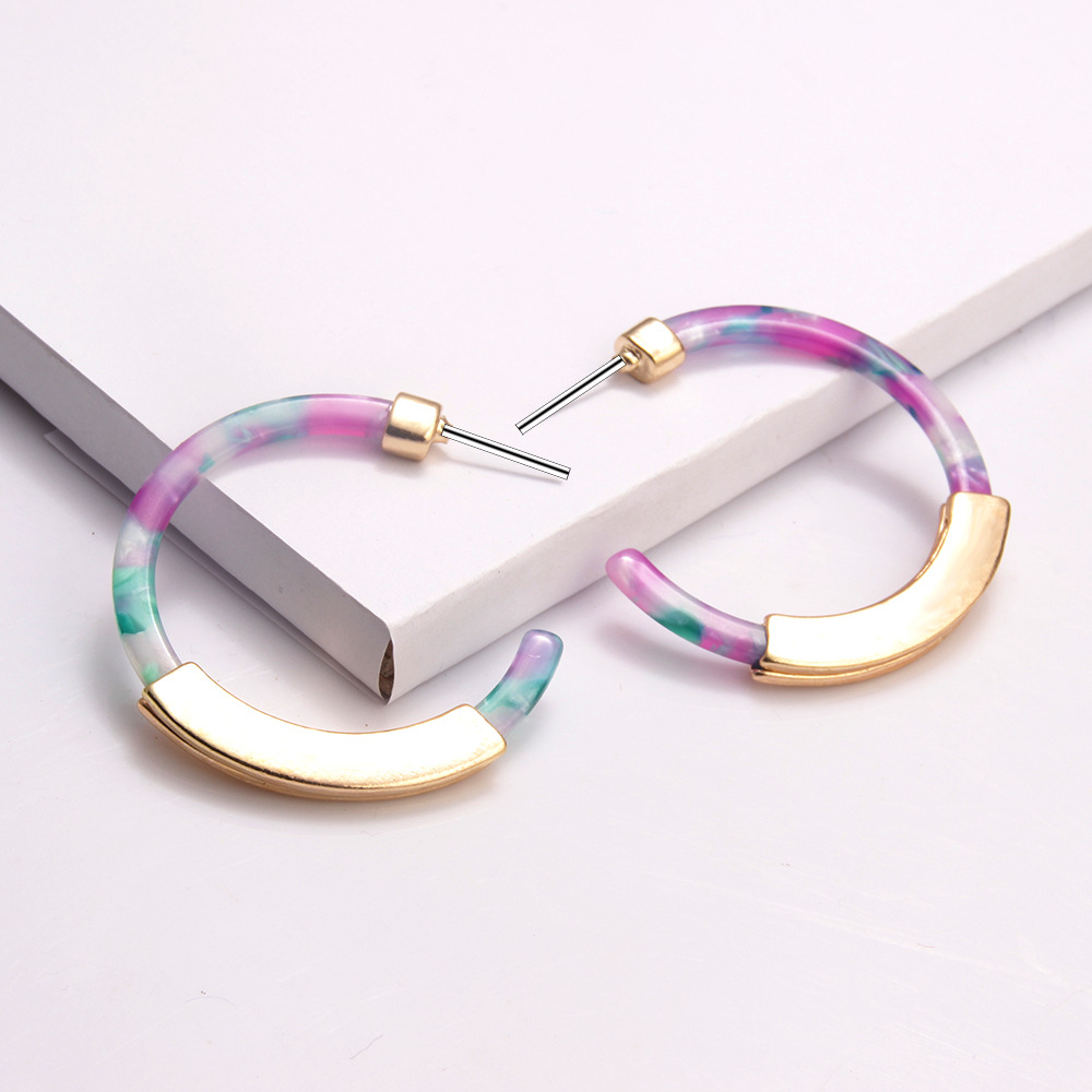 Fashion C-shaped Alloy Acrylic Earrings