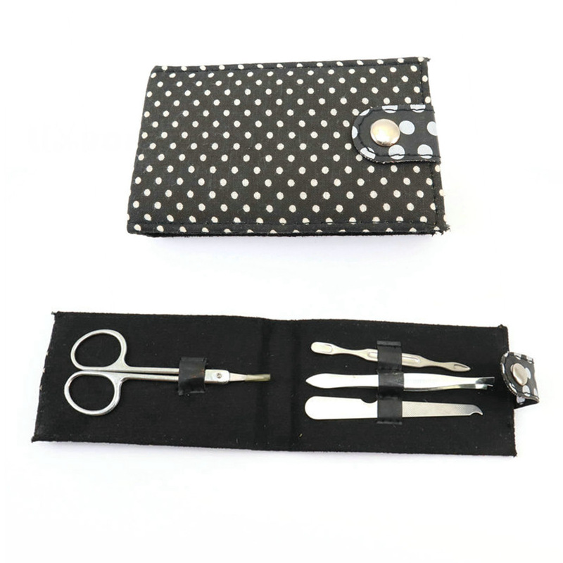 Black Wave Dot Press Button Canvas Bag Beauty Nail Tool Set Beauty Scissors Eyebrow Clip Fit Set Black Wave Dot Press Button Canvas Bag Beauty Nail Tool Set Beauty Scissors Eyebrow Clip Fit Set
