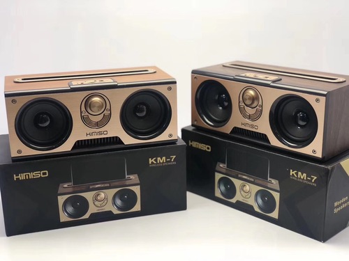 KM-7 Retro Wooden Wireless Bluetooth Speaker Portable Outdoor Tuner Bluetooth Audio